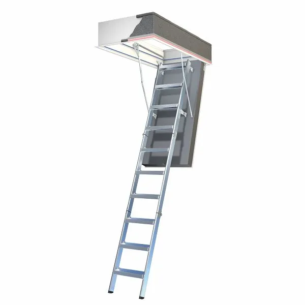Escalier mansardé Wellhöfer AluDrei avec protection thermique WSPH ouverture au plafond 130 x 60 cm hauteur libre 237 - 247 cm 293000155