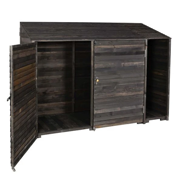 Abri à outils Mendler HWC-J75 abri à outils pour armoire à outils bois teinté 180x250x93cm gris anthracite 83053+89577