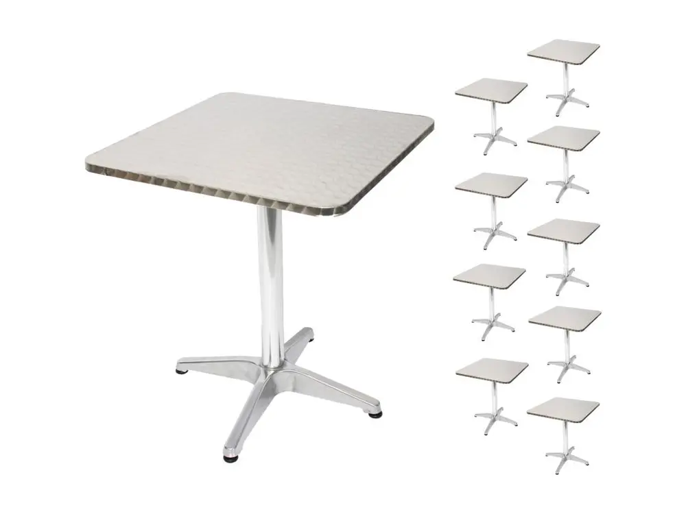 10x table de bistro M28, set de tables de jardin, rectangulaire, 60cm